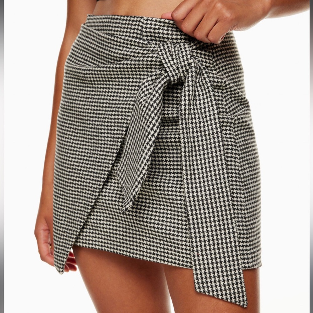 Houdstooth Wrap-front Skirt - Picture 2 of 5